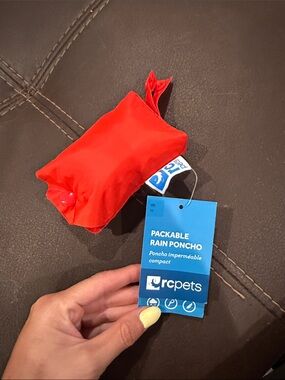 Small DogRC Packable Red Rain Poncho - Compact